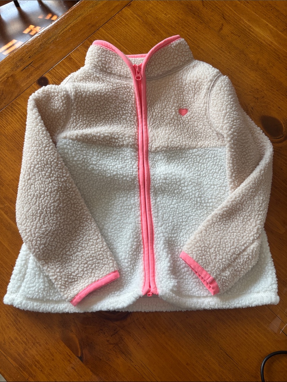 OshGosh Toddler Sherpa Fleece Jacket with Pink Trim - 3T